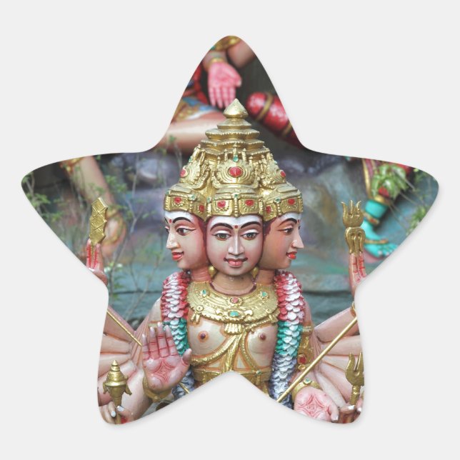 Göttin Durga mit drei Köpfen Hindutempel Stern-Aufkleber (Vorderseite)