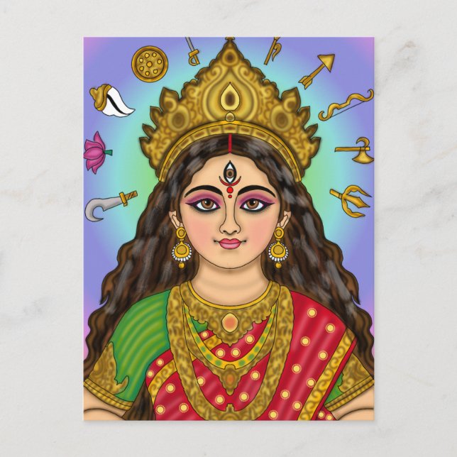 Göttin Durga  Postkarte (Vorderseite)