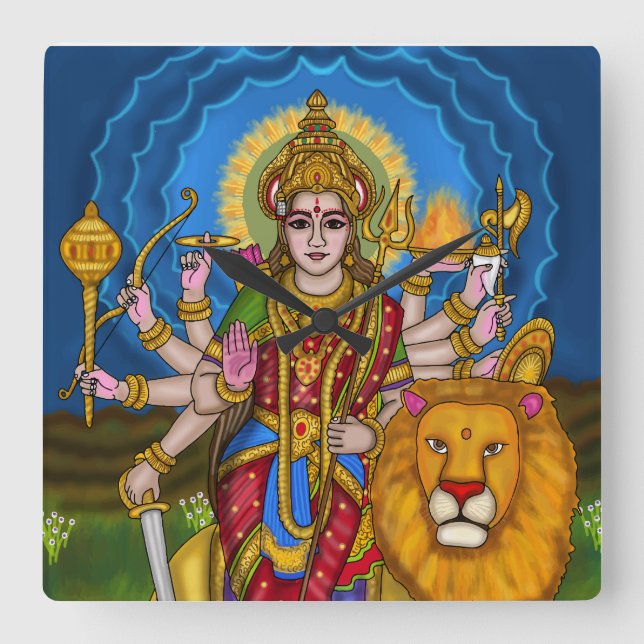 Göttin Durga Wanduhr (Vorderseite)