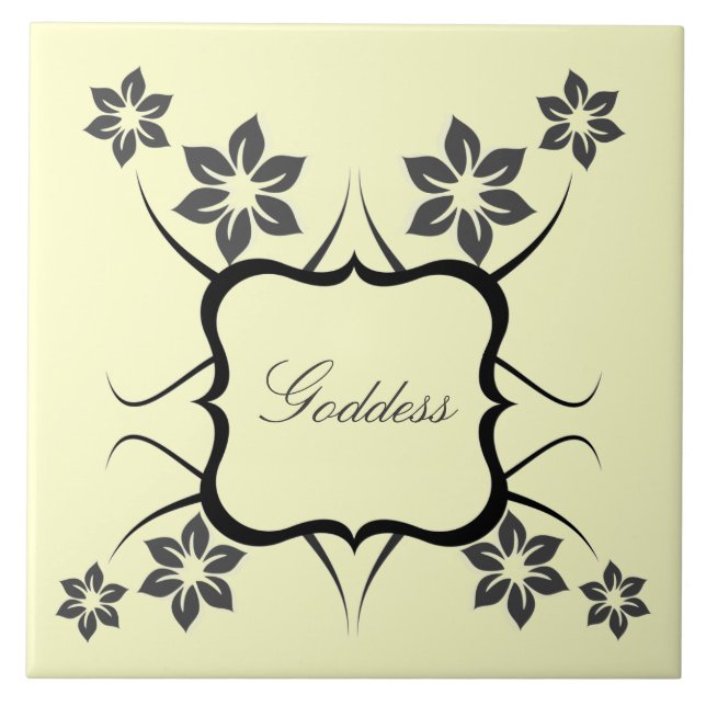 Göttin florale Tile, dunkelgrau Fliese (Vorderseite)