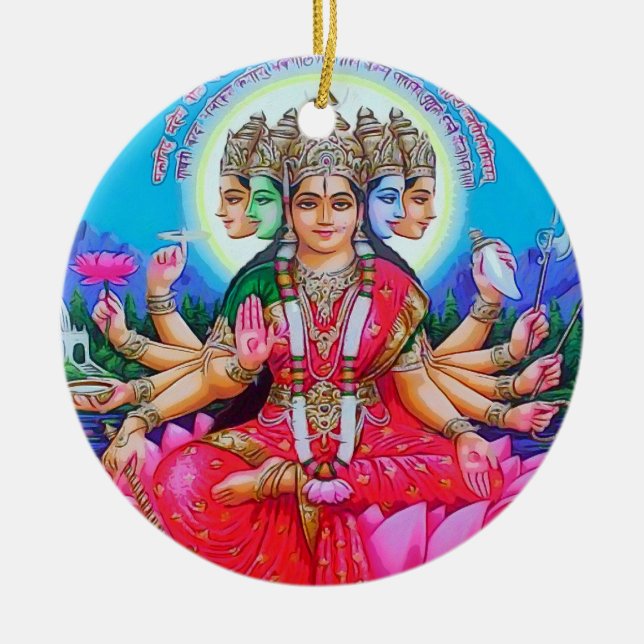 Göttin Gayatri Devi Gottheit Keramik Ornament (Vorne)