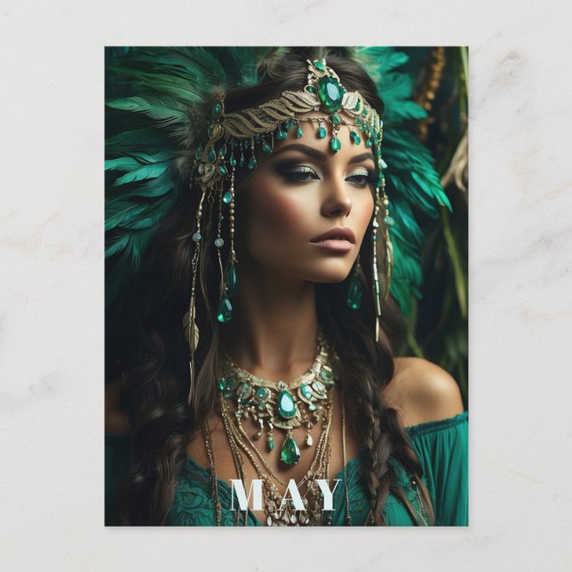 *~ GÖTTIN GEBURTSTAG Smaragd Boho AP53 Postkarte (Vorderseite)