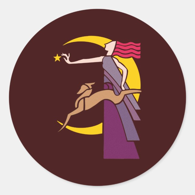 Göttin Goddess Diana Runder Aufkleber (Vorderseite)