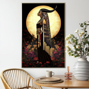 Göttin Hathor: Ägyptische Blumenmond-Kunst Poster
