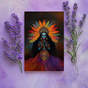Göttin Kali Surrealistisches Regenbogen-Porträt-Ma Postkarte