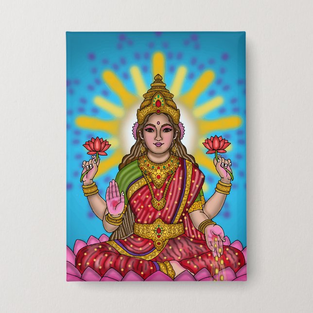 Göttin Lakshmi Knopf Button (Vorderseite)
