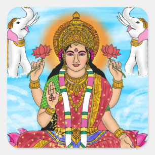 Göttin Lakshmi Sticker-Pack  Quadratischer Aufkleber