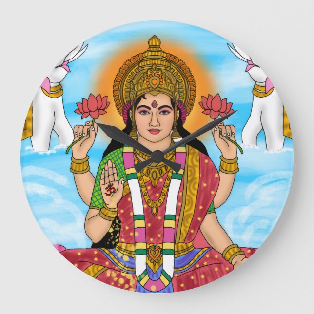 Göttin Lakshmi-Uhr Große Wanduhr (Vorderseite)