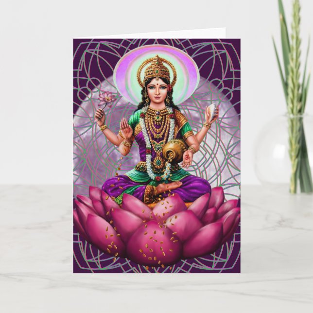 Göttin Lakshmi - Vermögensgrußkarte Karte (Vorderseite)