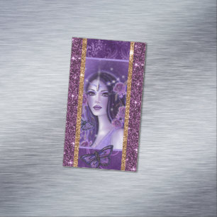 Göttin lila Schmetterlinge Kunst von Renee Lavoie Magnetische Visitenkarte