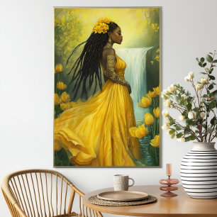 Göttin Oshun: Gelber Blumenwasserfall Orisha Poster