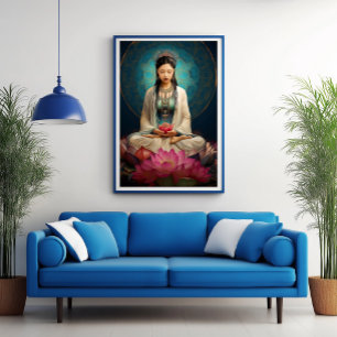 Göttin Quan Yin Hochfrequenz-Porträtmalerei Poster