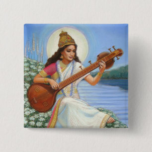 Göttin Sarasvati Button
