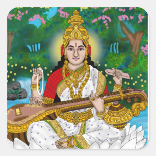 Göttin Saraswati Aufkleber