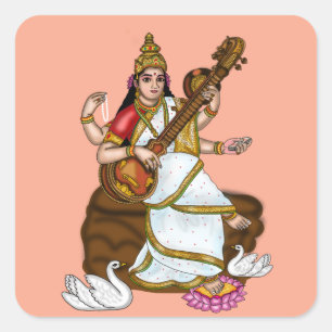 Göttin Saraswati Aufkleber