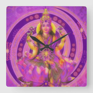 Göttin SHAKTI / LAKSHMI Quadratische Wanduhr