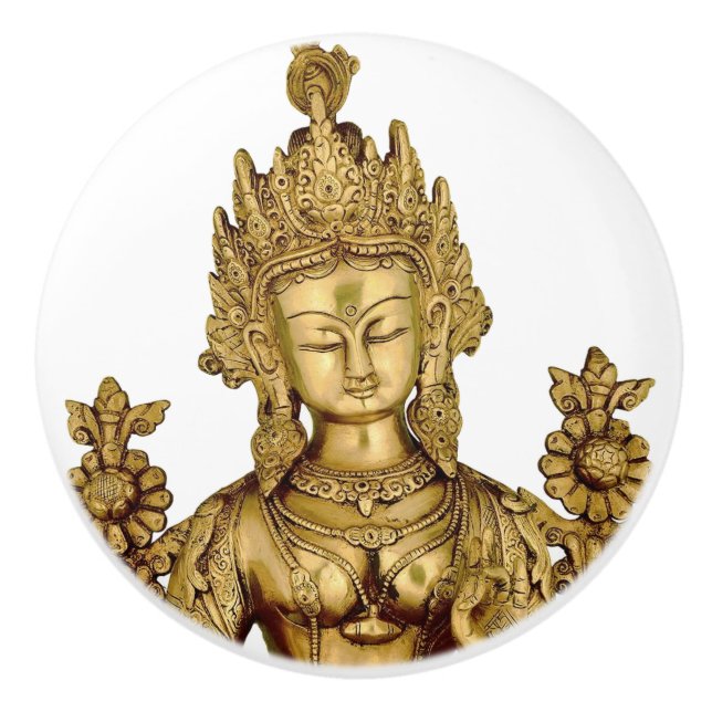 Göttin-Yoga-Tibet-Kunst-Frieden Taras Buddha Keramikknauf (Vorderseite)