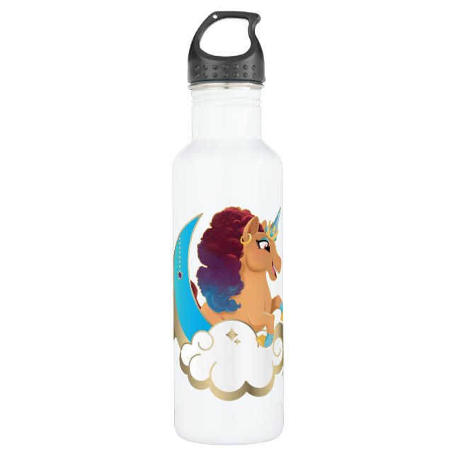 Göttlich das Einhorn | Mond und Wolken Edelstahlflasche (Vorderseite)