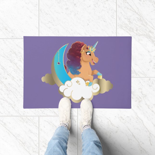 Göttlich das Einhorn | Mond und Wolken Fußmatte (Indoor)