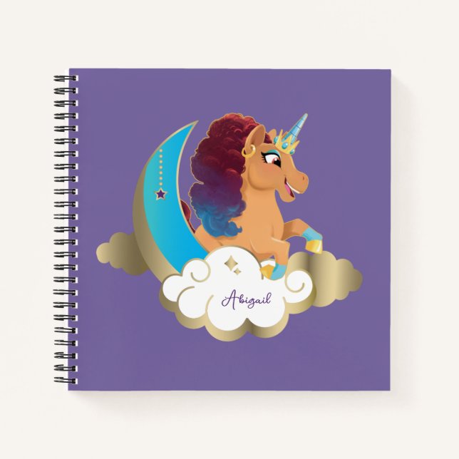 Göttlich das Einhorn | Mond und Wolken Notizbuch (Vorderseite)