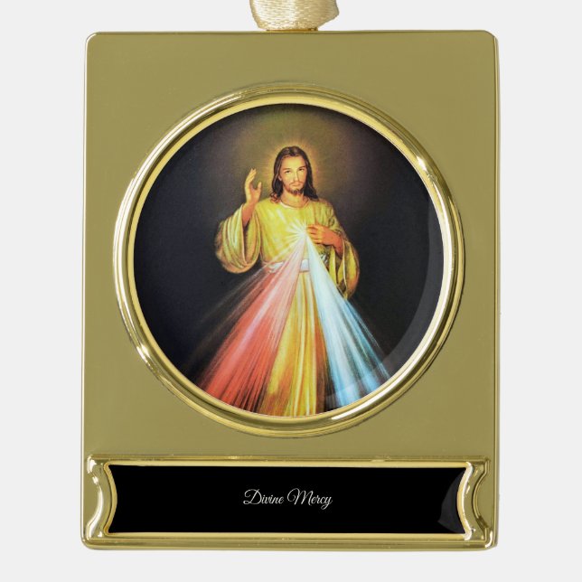 Göttliche Barmherzigkeit Banner-Ornament Gold (Vorderseite)