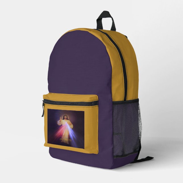 Göttliche Barmherzigkeit Gold Bedruckter Rucksack (Rückseitige Ecke Rechts)