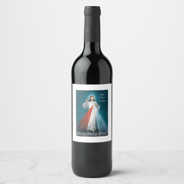 Göttliche Barmherzigkeit Jesus, ich vertraue auf d Weinetikett (Vorderseite)