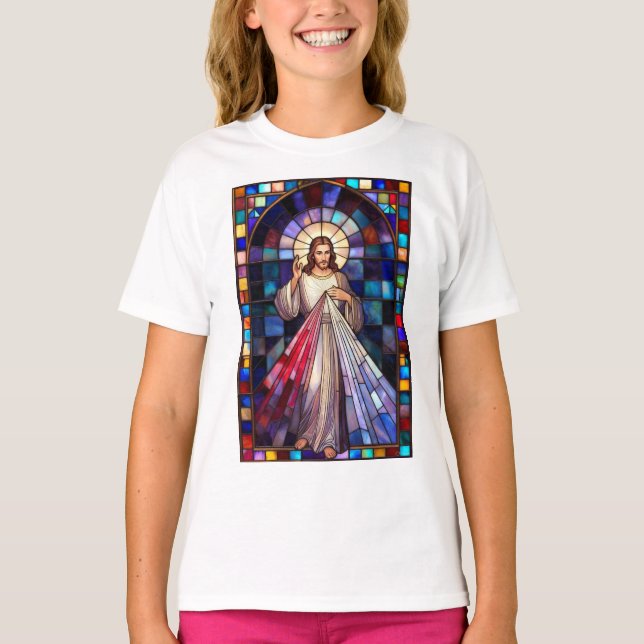 Göttliche Barmherzigkeit Jesus Mädchen T-Shirt (Vorderseite)