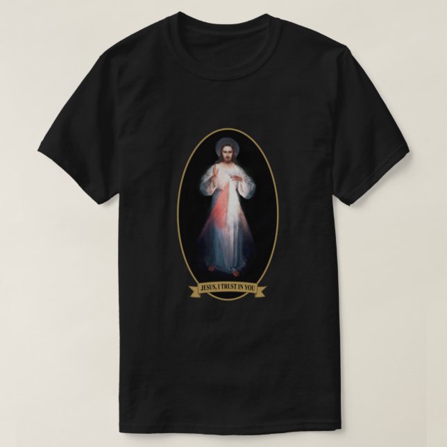 Göttliche Barmherzigkeit Jesus vertraue ich dir T-Shirt (Design vorne)