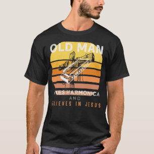 Göttliche Blues: Grumpische Alte Mans Jesus riffs  T-Shirt