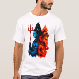 Göttliche Dualität: Blaues Shiva & Ganesha T-Shirt