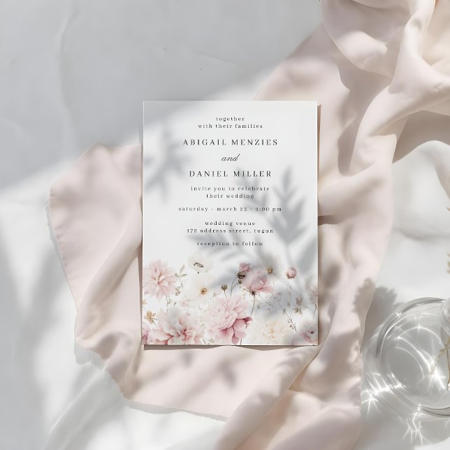 Göttliche Elegante Blush & White Floral Wedding Einladung (Von Creator hochgeladen)