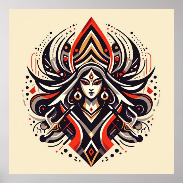 Göttliche Energie - Abstrakte Durga | Fraoula Poster (Vorne)