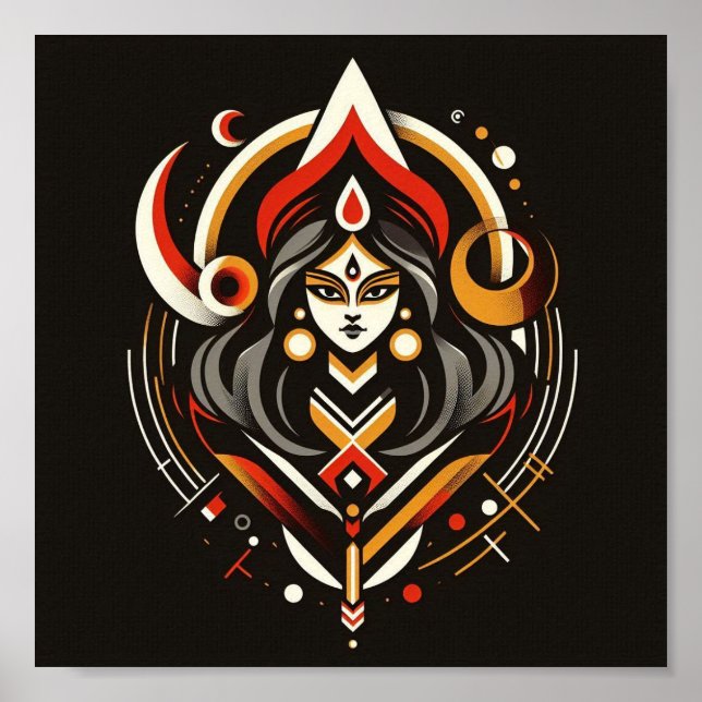 Göttliche Energie - Abstrakte Durga | Fraoula Poster (Vorne)