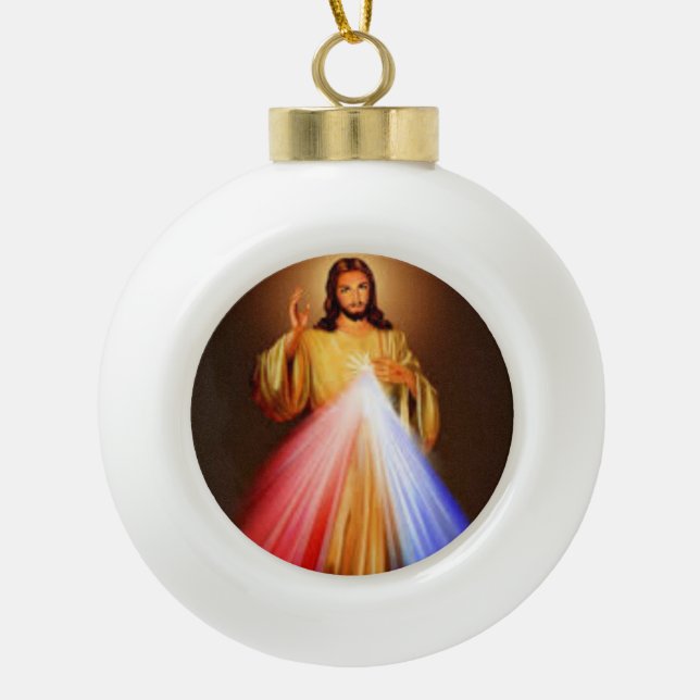 Göttliche Gnaden-Weihnachtsverzierung Keramik Kugel-Ornament (Vorderseite)