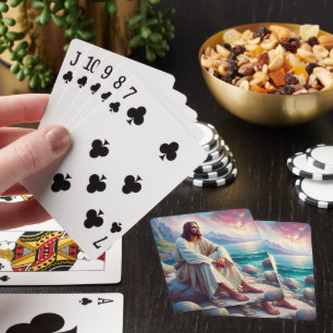 Göttliche Heiligkeit Jesus an der Ozeanküste Spielkarten