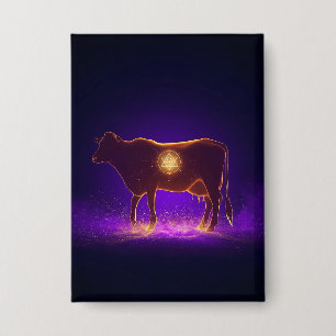 Göttliche Kuh-Silhouette Govardhan Puja Spiritua Button