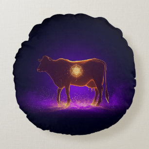 Göttliche Kuh-Silhouette Govardhan Puja Spiritua Rundes Kissen