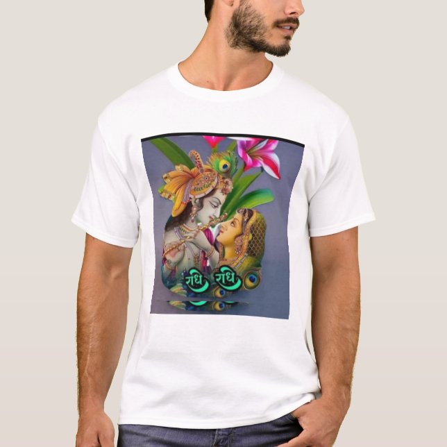 "Göttliche Liebe - Radha Krishna Art T-Shirt (Vorderseite)