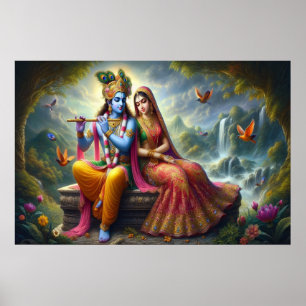 Göttliche Liebeskunst: Krishna Radha, spirituelle Poster