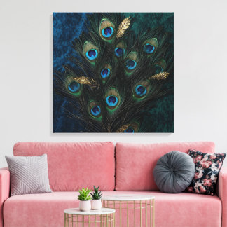 Göttliche Pfauenfedern Wandkunst | Boho Spiritual  Leinwanddruck
