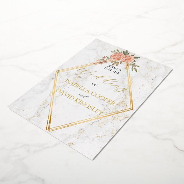 Göttliche Rose Gold Blush Bloral I Hochzeit Einlad Folieneinladung (Gedreht)
