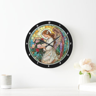 Göttliche Rose Radikalgefestigte Glasankegelmauer Große Wanduhr