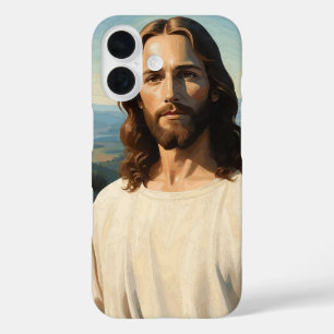 Göttliche Ruhe: Pastell-Jesus-Porträt-Mobiltelefon iPhone 16 Hülle