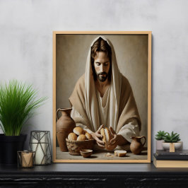 Göttliche Sakrament: Jesus Breaking Brot Poster