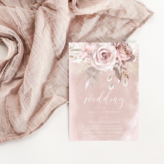 Göttliche schöne Dusty Rose Blush Wedding Einladung (Von Creator hochgeladen)