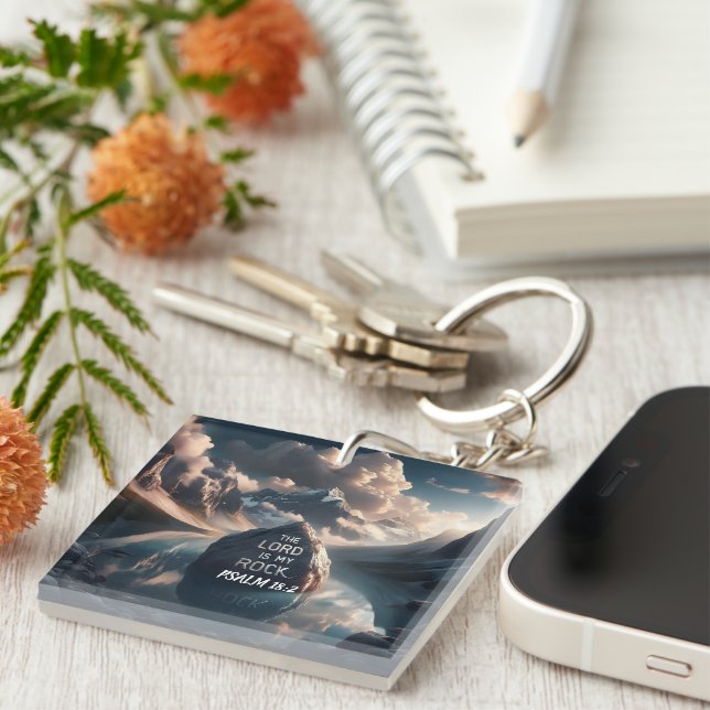 Göttliche Solidität: Der Herr ist mein Stein Schlüsselanhänger (Vorderseite rechts)