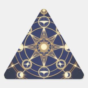 Göttliche Strahlkraft – Goldenes Mandala des Erwac Dreieckiger Aufkleber