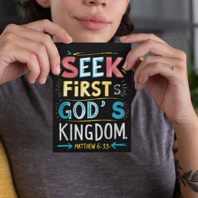 Göttliche Suche: Seek First Gods Kingdom Postkarte (Von Creator hochgeladen)
