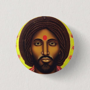 Göttliche Überlegungen: Afrozentrische Jesus-Grafi Button